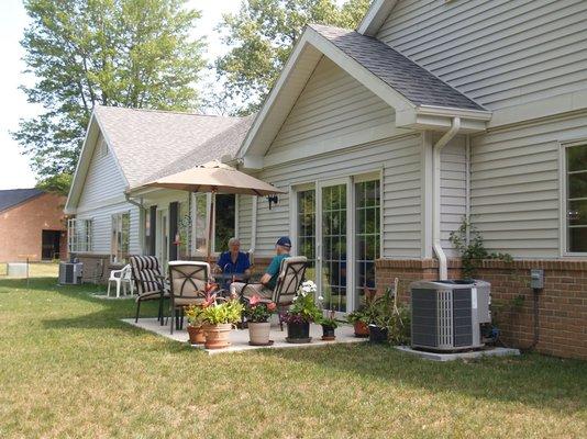 Enjoy lunch or glass of tea on your Independent Living home patio.