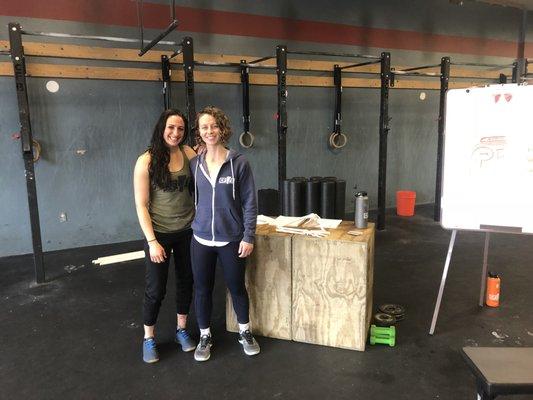 Brittany and Sarah running a shoulder seminar at CrossFit Burlington