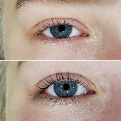 Before and After Lash Lift and Tint