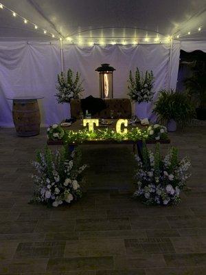 Reception decor, for a bride that wanted minimal colors and flowers.