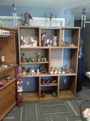 Fantasy Figurines and Tarot decks, windchimes