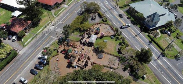 Aerial drone photo of Anuenue Playground