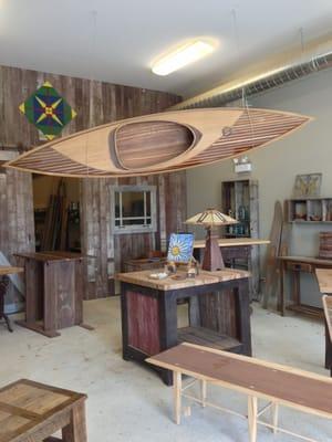 Store items with beautiful kayak