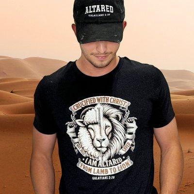 ALTARED hat with Crucified with Christ (from Lamb to Lion) Christian T-Shirt