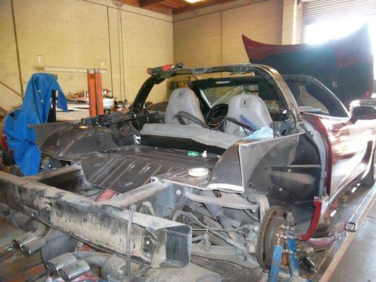 Rear clip replacement on a corvette