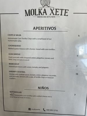 Menu and sign