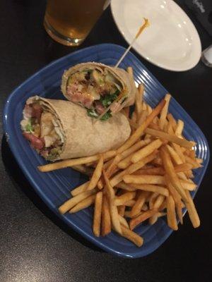 Chicken club wrap and fries!