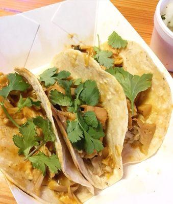 Vegan Carolina BBQ jackfruit tacos, I can't wait to order them again.