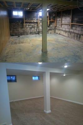 Basement before and after