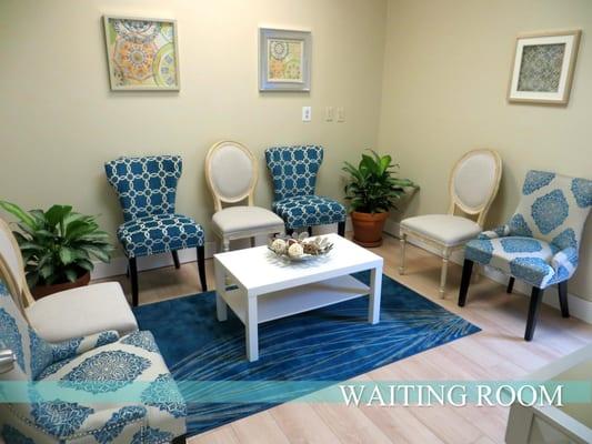 The waiting room is a warm and welcoming spot to get ready for your session with soothing music, beverages, and reading mater...