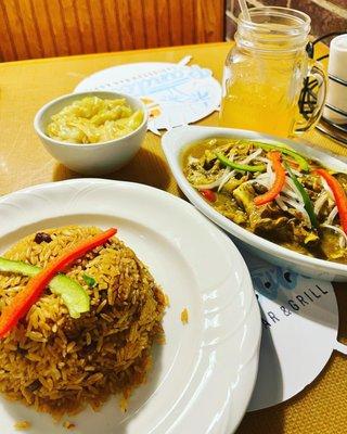 Curried Chicken with Rice and peas