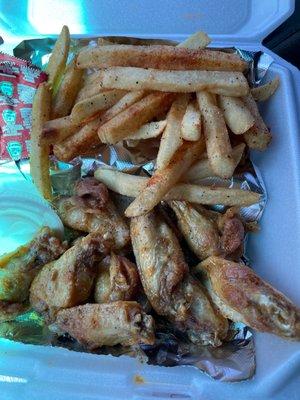 Lemon pepper wings and seasoned fries