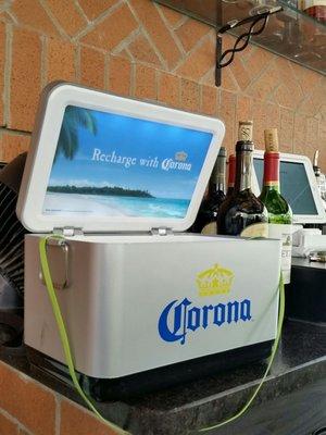 If your phone is in need of charging. Great option offered. With this Corona charging station.