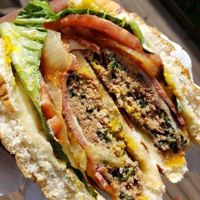 Kitchen Sink Turkey Burger (minus fried egg)