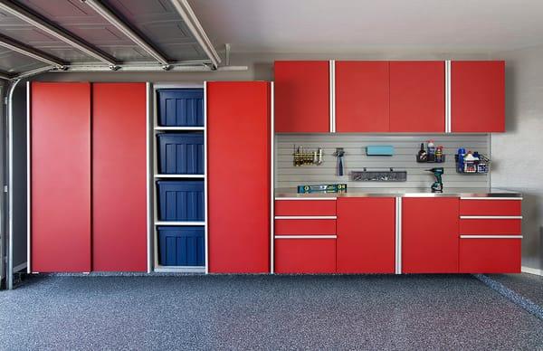 Garage cabinets and epoxy flooring