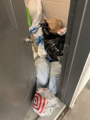 Trash rooms overflowing creating horrible smell in hallways