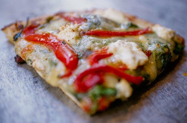 Spinach, White Cheese, and Roasted Red Peppers