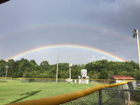 Double rainbow in the sky means time to "Play Ball!"