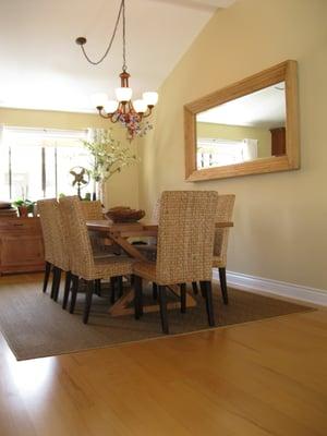 A properly matched frame on a dining mirror ties the entire room together, lending elegance to the dining experience ...