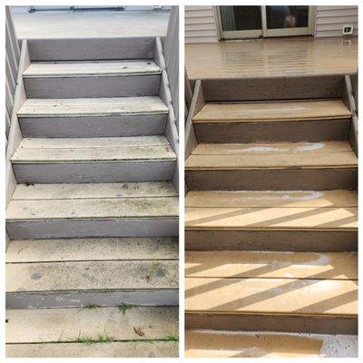 Composite deck step wash