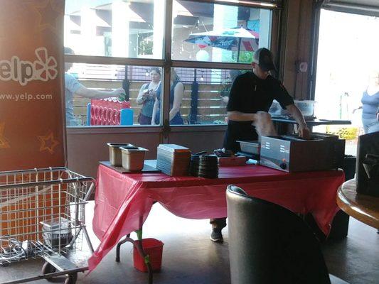 Chef settinf up his taco station