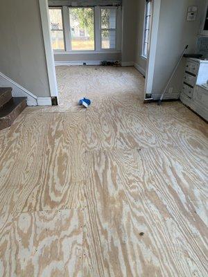 Subfloor replacement and vinyl flooring install