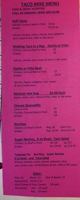 Food Truck Menu