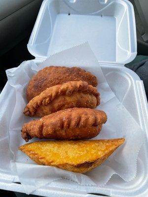 meat (below) and pineapple and cheese empanadas (above)