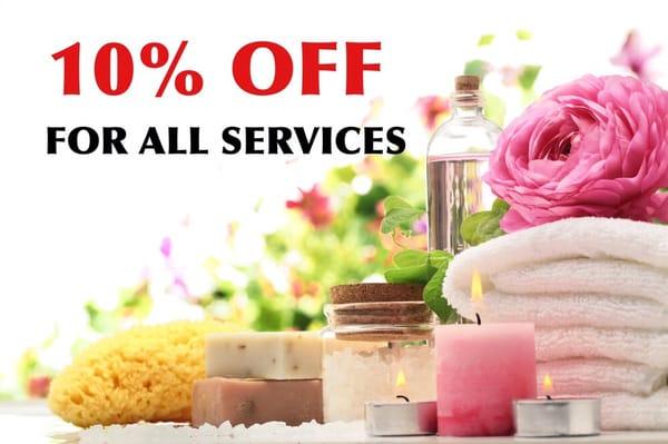 Take the advantage of our Summer Special 10% OFF for all Services. Valid from Jun 13 - 18, 2016