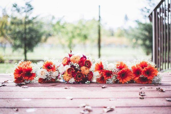 Bride and bridesmaid bouquet.