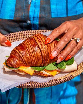 Jam on it, jam on it.  This simple turkey and cheese croissant is a hit with your choice of Fig Jam, Bacon Jam or Spicy Jam to add to it.