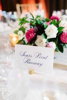 Table Name Cards in Classic Crest White, Natural White or Ivory.  Select your typestyle & color of ink. 1 Sided $1.50 ea or 2 Sided $2.50 ea