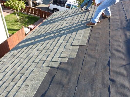 Installing roof shingles