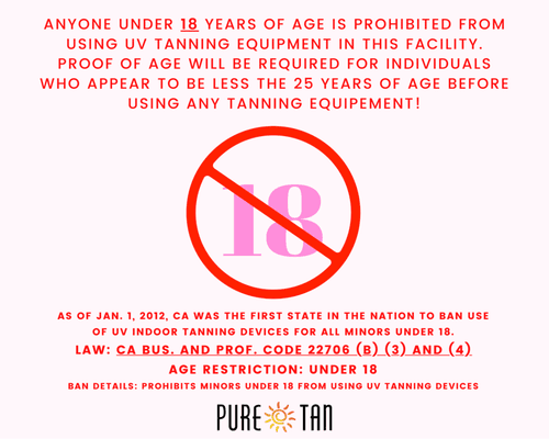 California Law restrict anyone under the age of 18 to Tan.