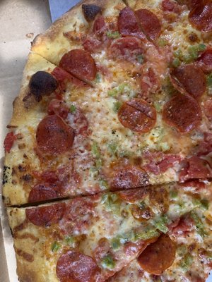 Pepperoni and green pepper