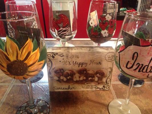 November Special! Painted wineglasses from Anne Fox Designs are $10 with purchase