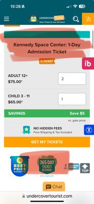 Website not specifically stating under the tickets that the 365 ticket return does not apply to Kennedy space center tickets.