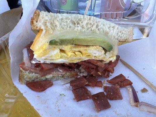 Breakfast sandwich with Italian chop