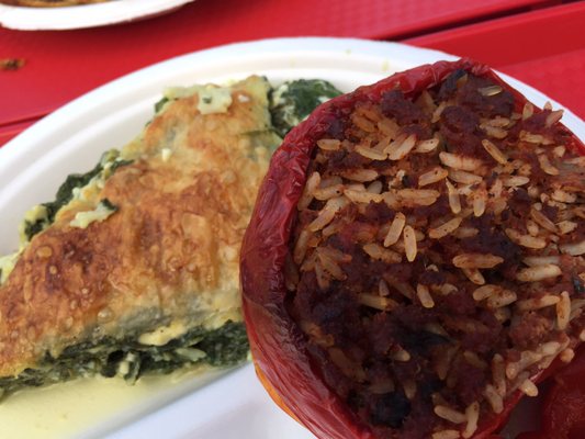 Spanakopita and Stuffed Red Pepper