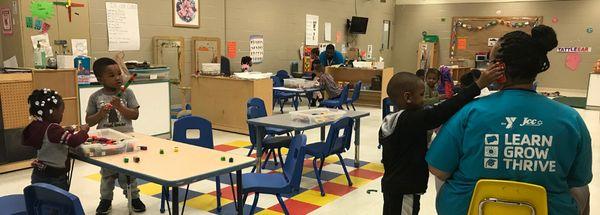 Indoor child care classroom.