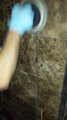 Marble Shower Enclosure Restoration in Progress