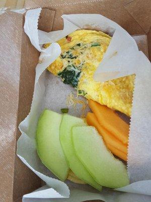 Spinach Omelet served with fresh fruits!