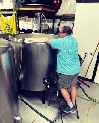 Owner/Lead Distiller Hugh Thomas checking on the progress. Gorget Distilling Co, Lugoff SC