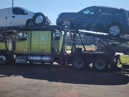 Ten-car hauler.  Front side.