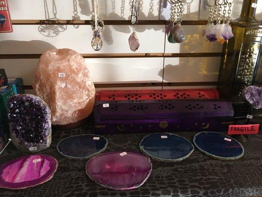 Jewels, gems, stones, incense boxes, incense burner, Amethyst