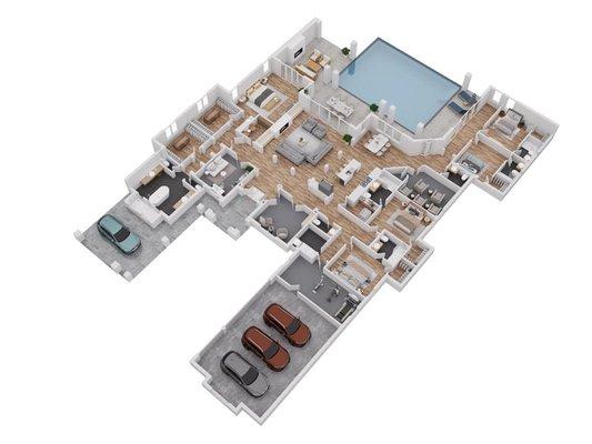 3D furnished interior floor plan