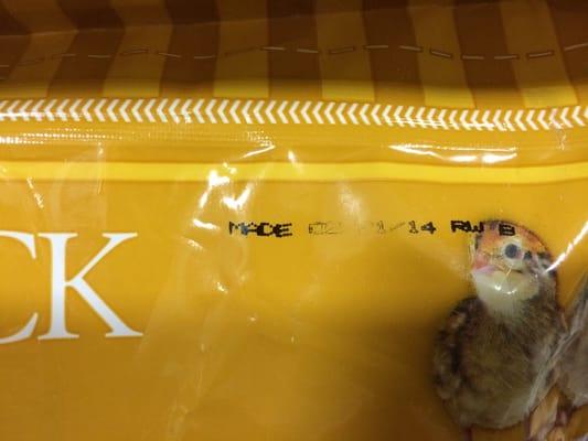 Date on Manna Pro chicken feed product erased