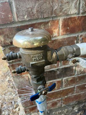 Broken fitting on backflow device that was repaired