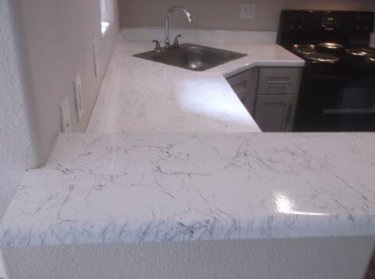 Apartment Kitchen Countertops After pic.
 Color per customer.