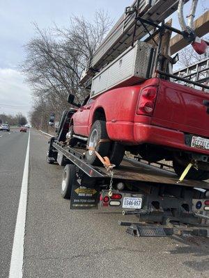 Towing Dodge Ram3500 for no start to get fixed up.